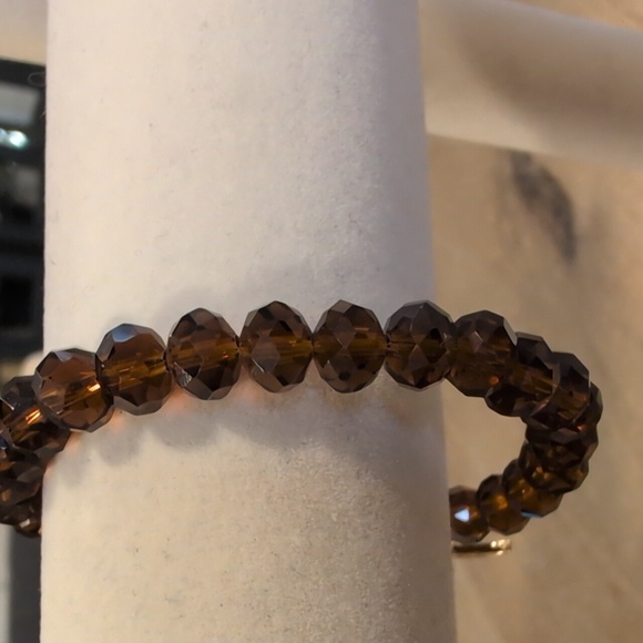 Budhagirl Brown Beaded Bracelet with Silver Crescent Charm - Picture 2 of 3